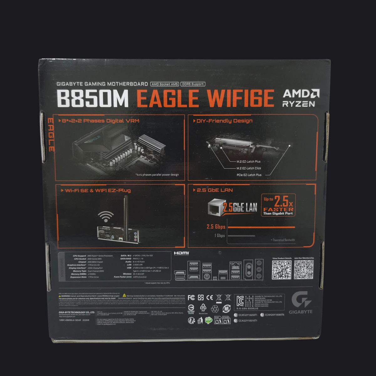 Tarjeta Madre Gigabyte B850M EAGLE WIFI6E (AM5, DDR5, Wi-Fi 6E, PCIe 5.0, Micro-ATX)