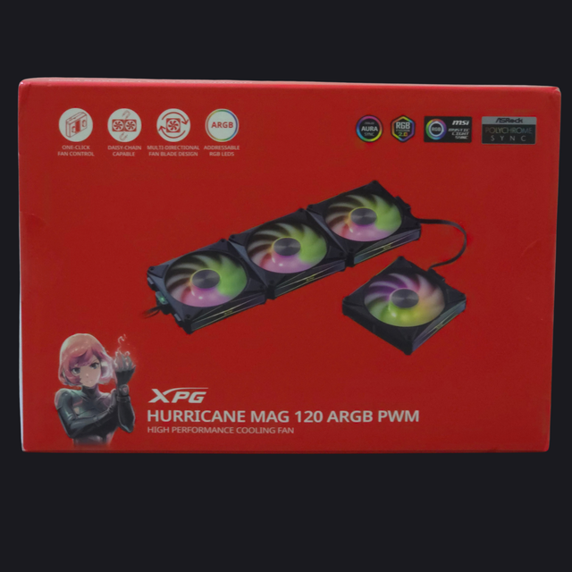 Kit de 4 Ventiladores XPG Hurricane MAG 120 ARGB PWM Magnéticos (120 mm)
