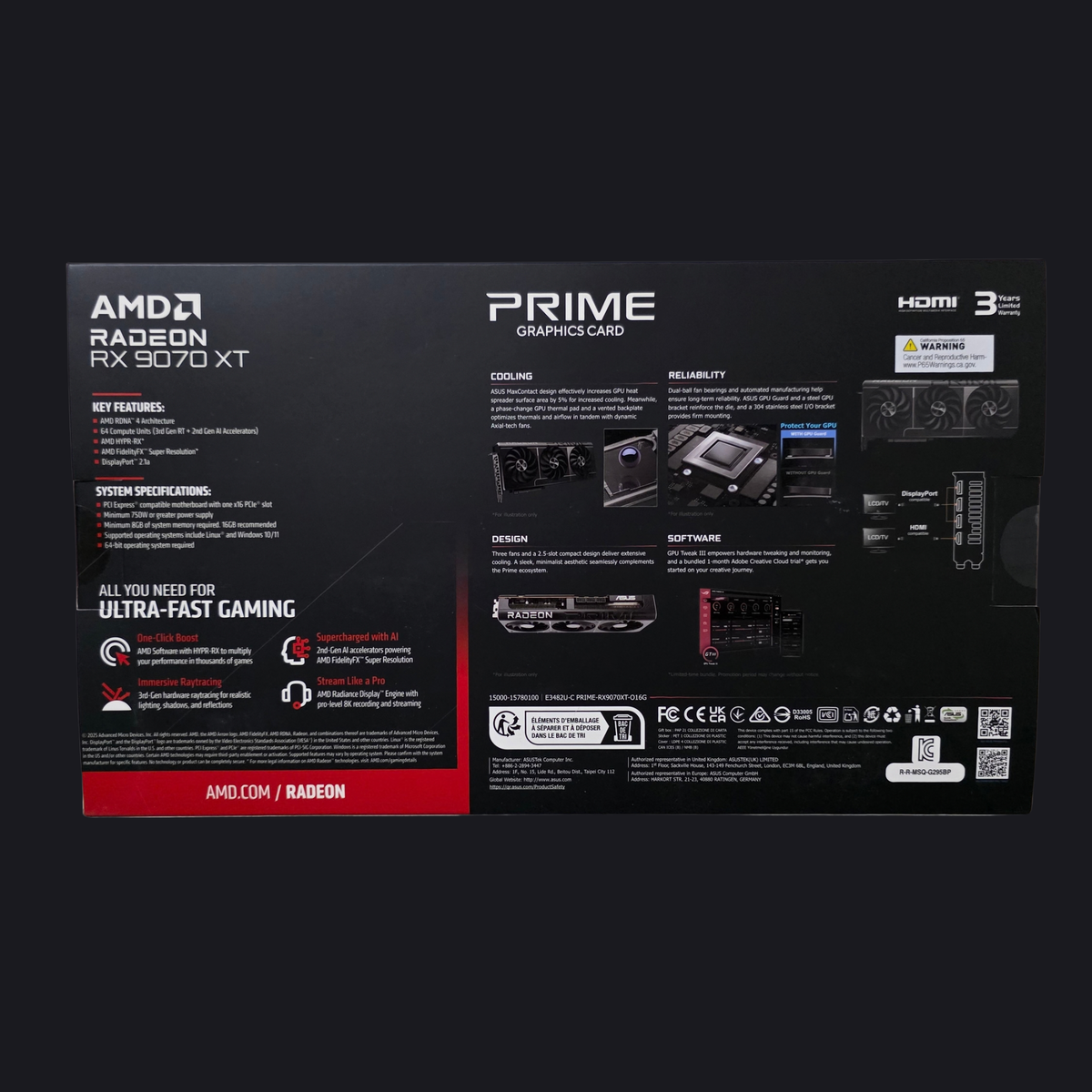 Tarjeta de Video ASUS Prime Radeon RX 9070 XT OC 16GB GDDR6
