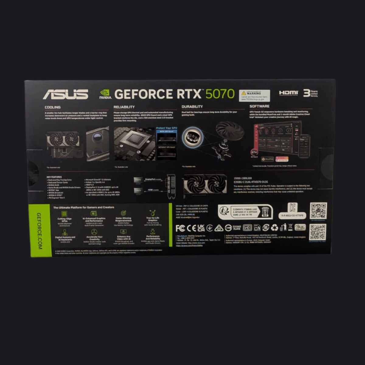 Tarjeta de Video ASUS Dual GeForce RTX 5070 OC 12GB GDDR7